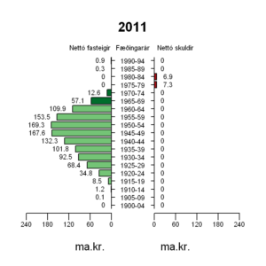 Nettó eign í fasteignum árið 2011